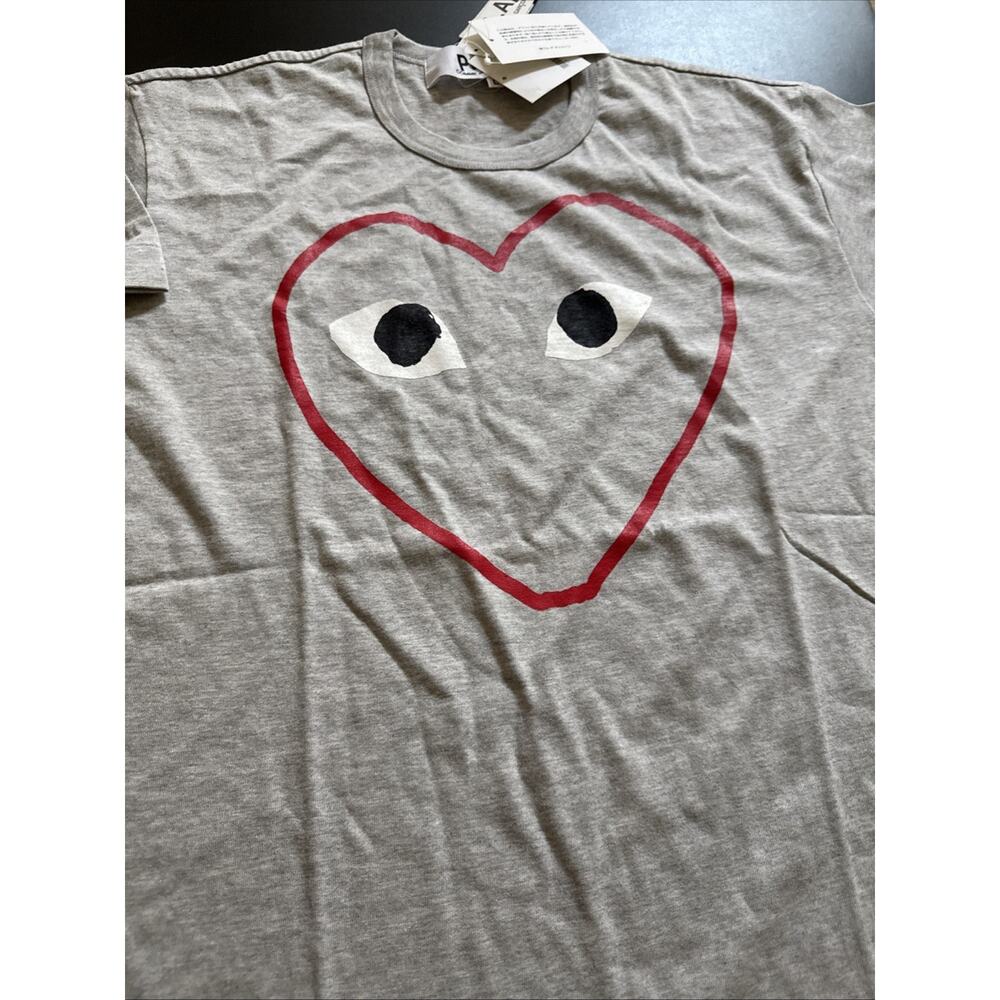 NWT CDG COMME DES GARCONS BIG HEART T-SHIRT SZ L GREY TEE